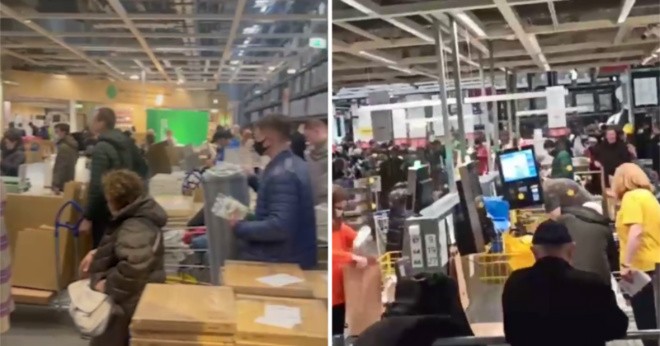 Россияне массово сметают товары IKEA в последний день работы